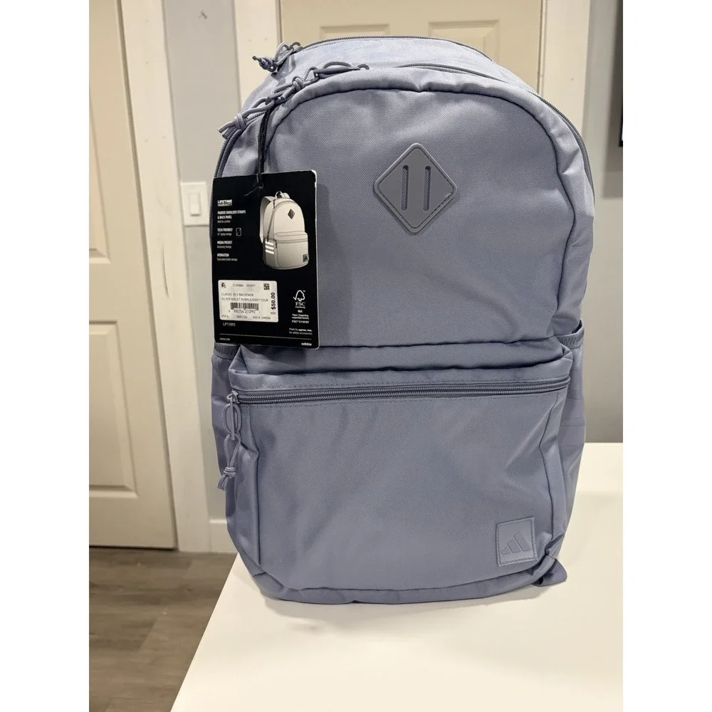 adidas Classic 3S 5 Backpack Silver Violet Purple 16